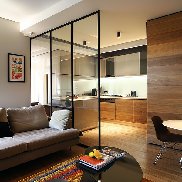 Glass wall as divider