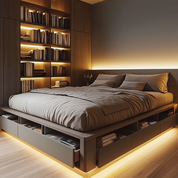 Bauhaus designed storage bed