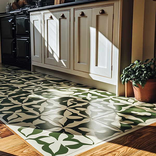 Incorporate two styles in one floor with two floor kitchen tiles