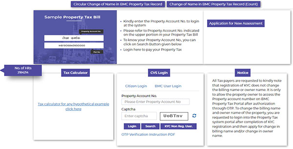 login to the MCGM property tax portal